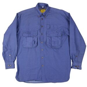 VTG Camel Trophy Adventure Wear Utility Shirt Mens S Blue Cotton Cargo Safari‎